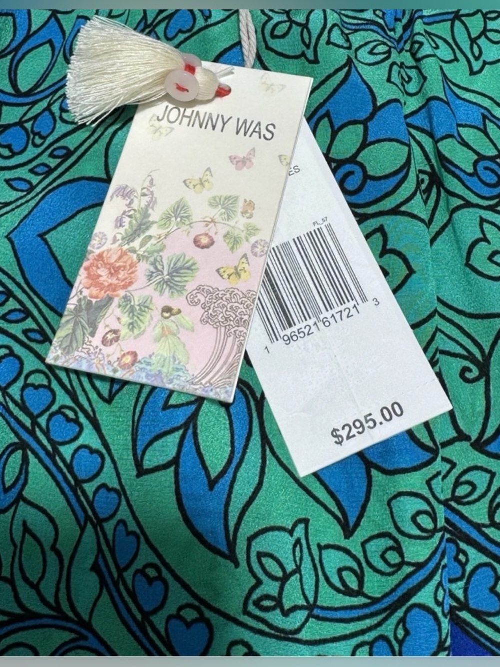 Johnny Was Diomedes Silk Wide Leg Pants Blue Green Boho Size Medium - NWT - Picture 2 of 10